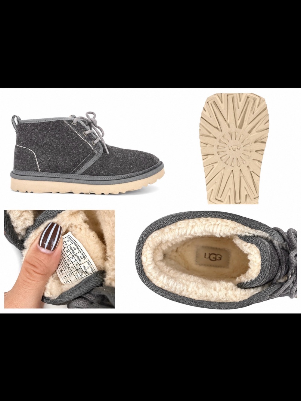 UGG Mens Grey Sherpa-Lined Chukka Boots